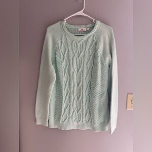 Vineyard Vines Mint Green Cable Knit Chunky Long Sleeve Sweater Women’s SZ XL